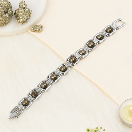 Metal Raw Pyrite Bracelet - Silver